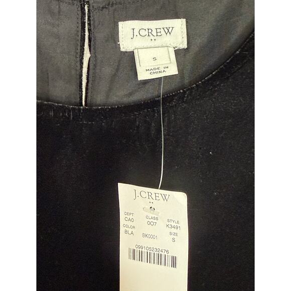 NWT J. Crew Velvet Short Sleeve Blouse Top Button Keyhole Back Lined S Black - Picture 7 of 15